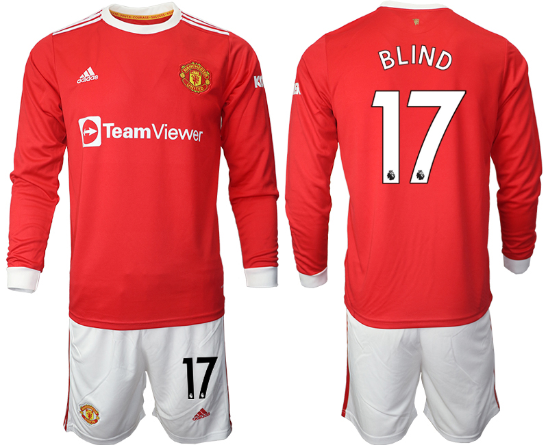Men 2021-2022 Club Manchester united home red Long Sleeve #17 Soccer Jersey